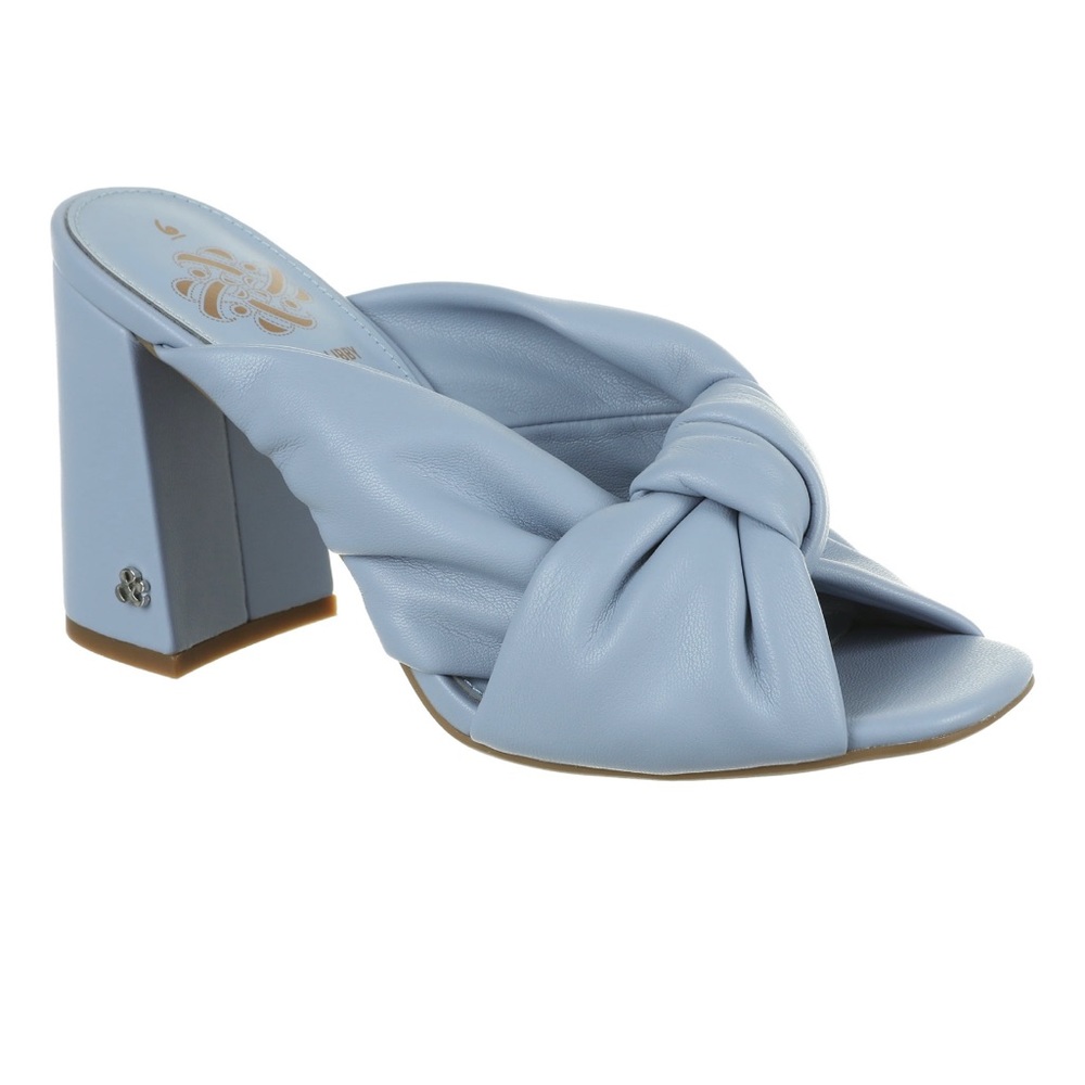 Light Blue Knotted Mule Heels - Women